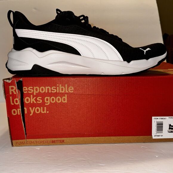 Puma Mens Size 12 Black Zip C Lightweight Running Sneaker Shoe Athletic Jogging